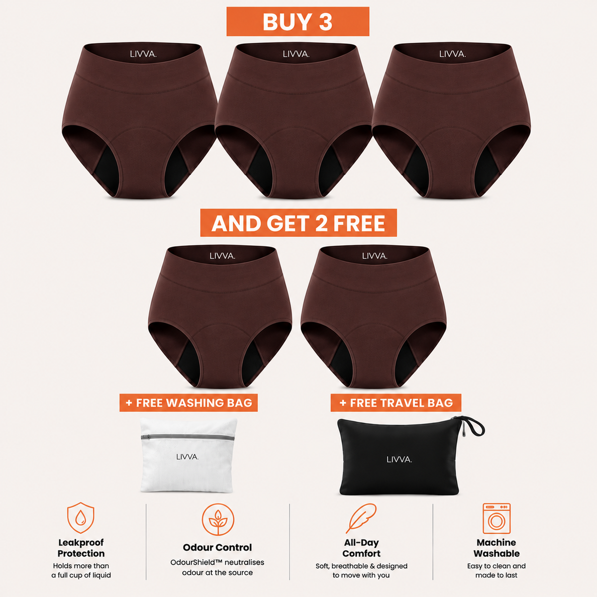 Livva OdourShield™ Leakproof Underwear (3+2 FREE)