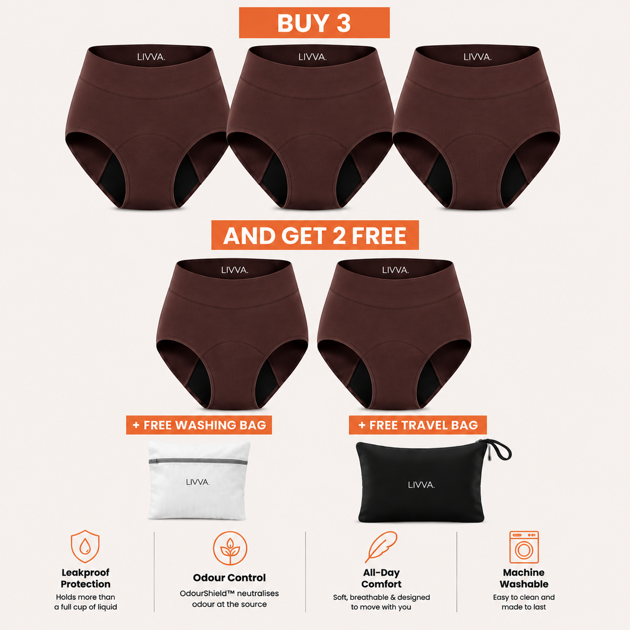 Livva OdourShield™ Leakproof Underwear (3+2 FREE)