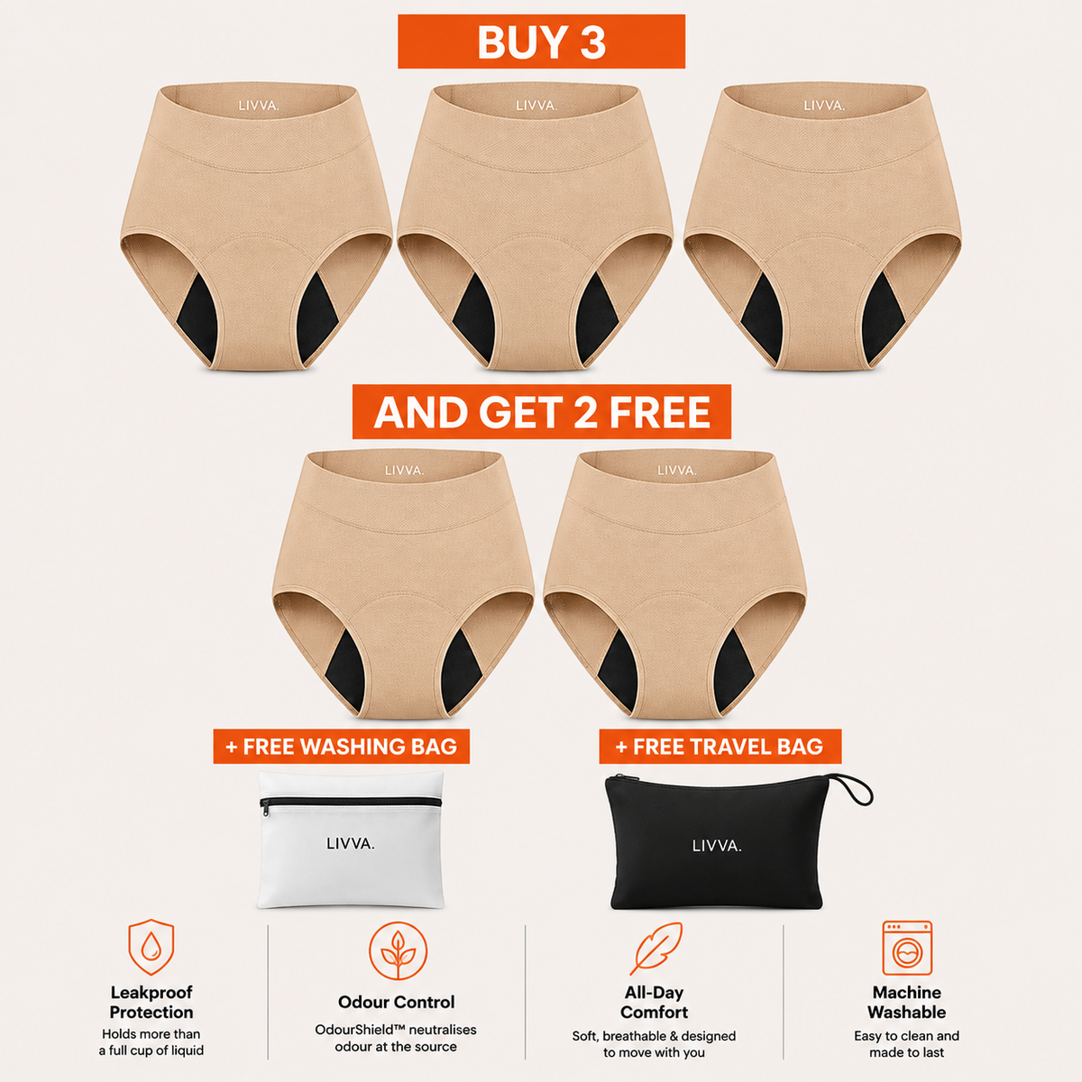 Livva OdourShield™ Leakproof Underwear (3+2 FREE)