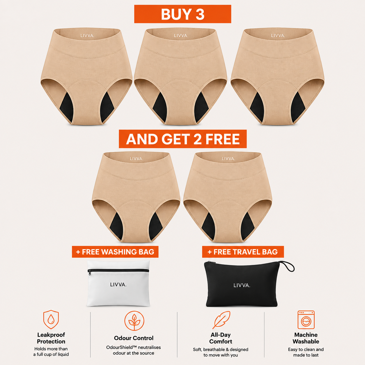 Livva OdourShield™ Leakproof Underwear (3+2 FREE)