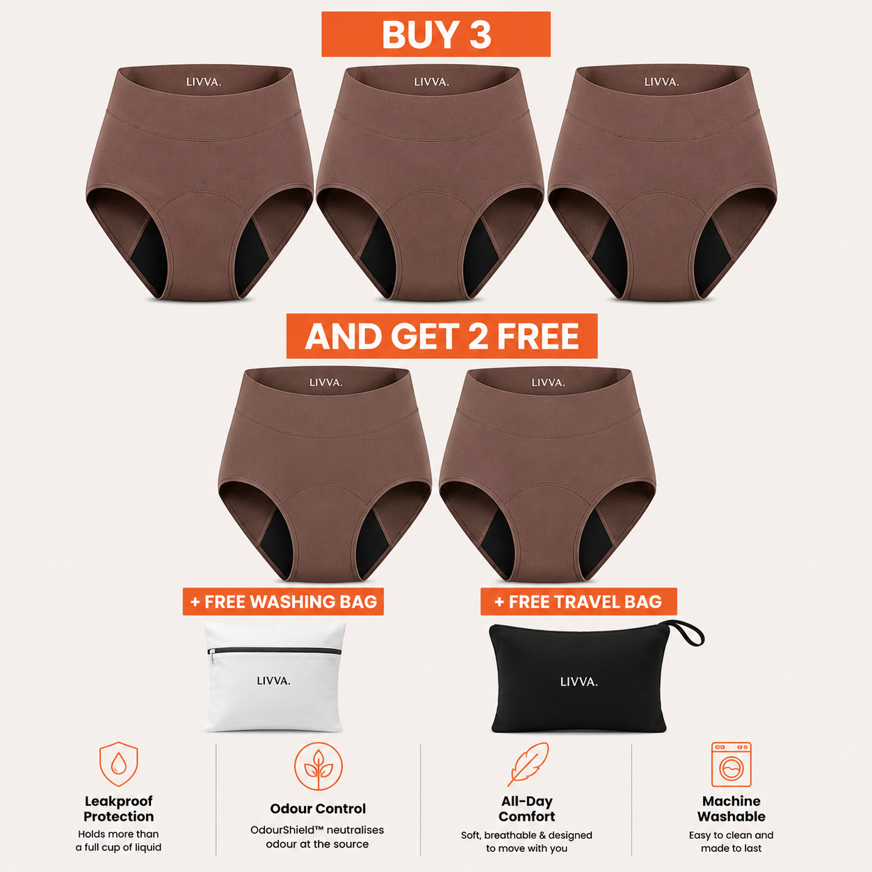 Livva OdourShield™ Leakproof Underwear (3+2 FREE)