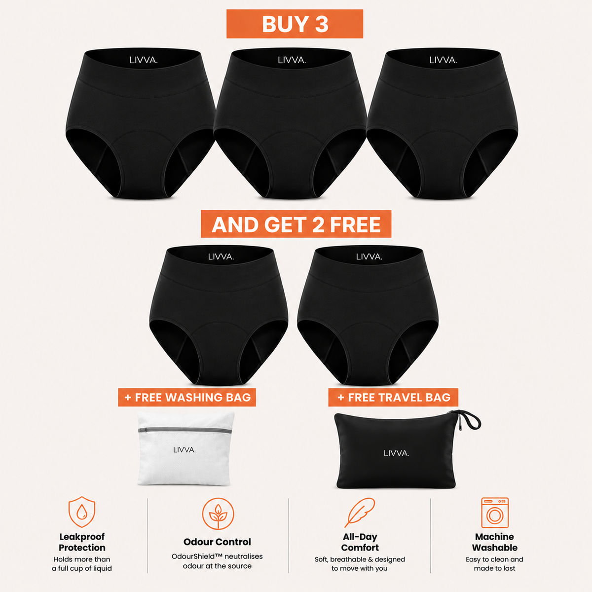 Livva OdourShield™ Leakproof Underwear (3+2 FREE)