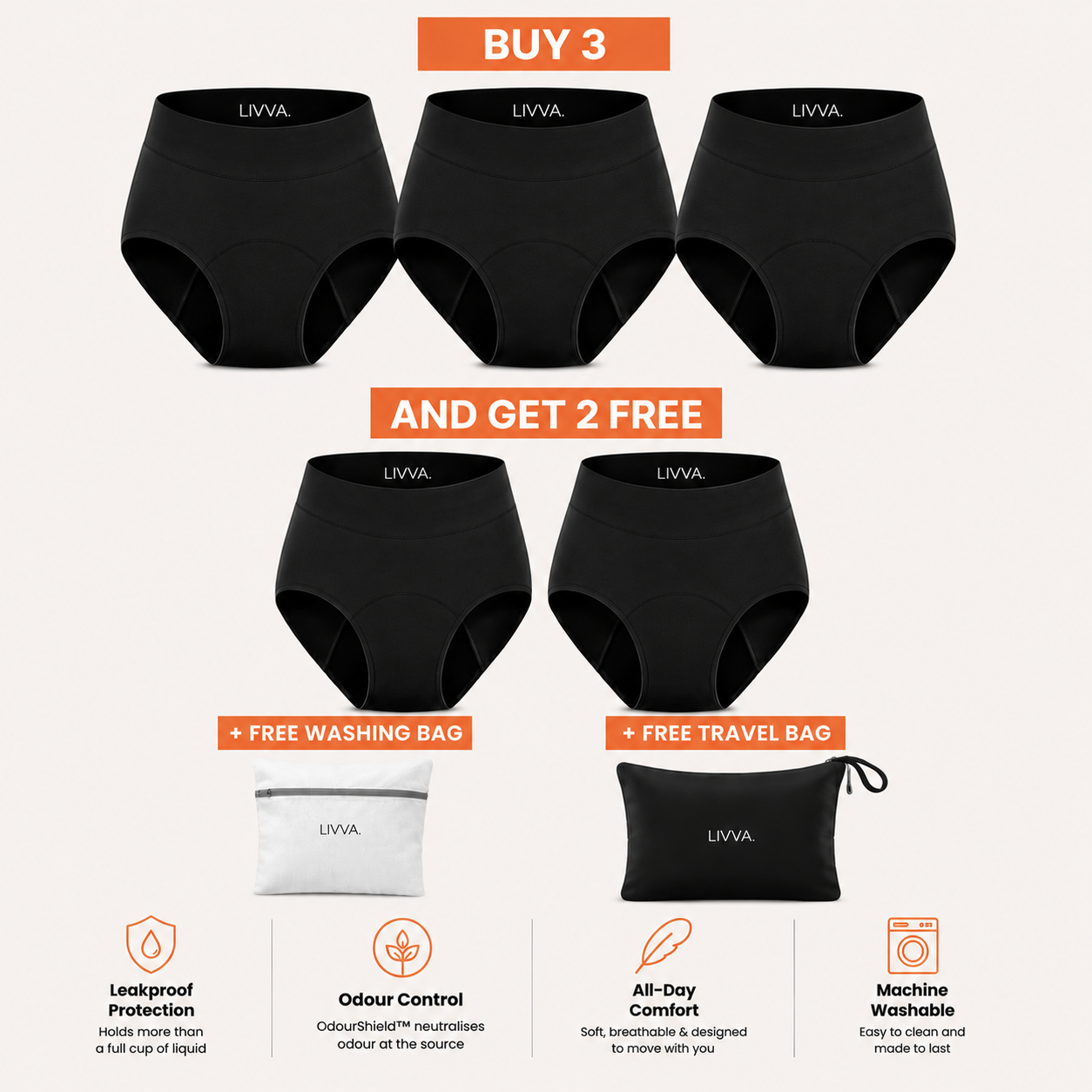 Livva OdourShield™ Leakproof Underwear (3+2 FREE)