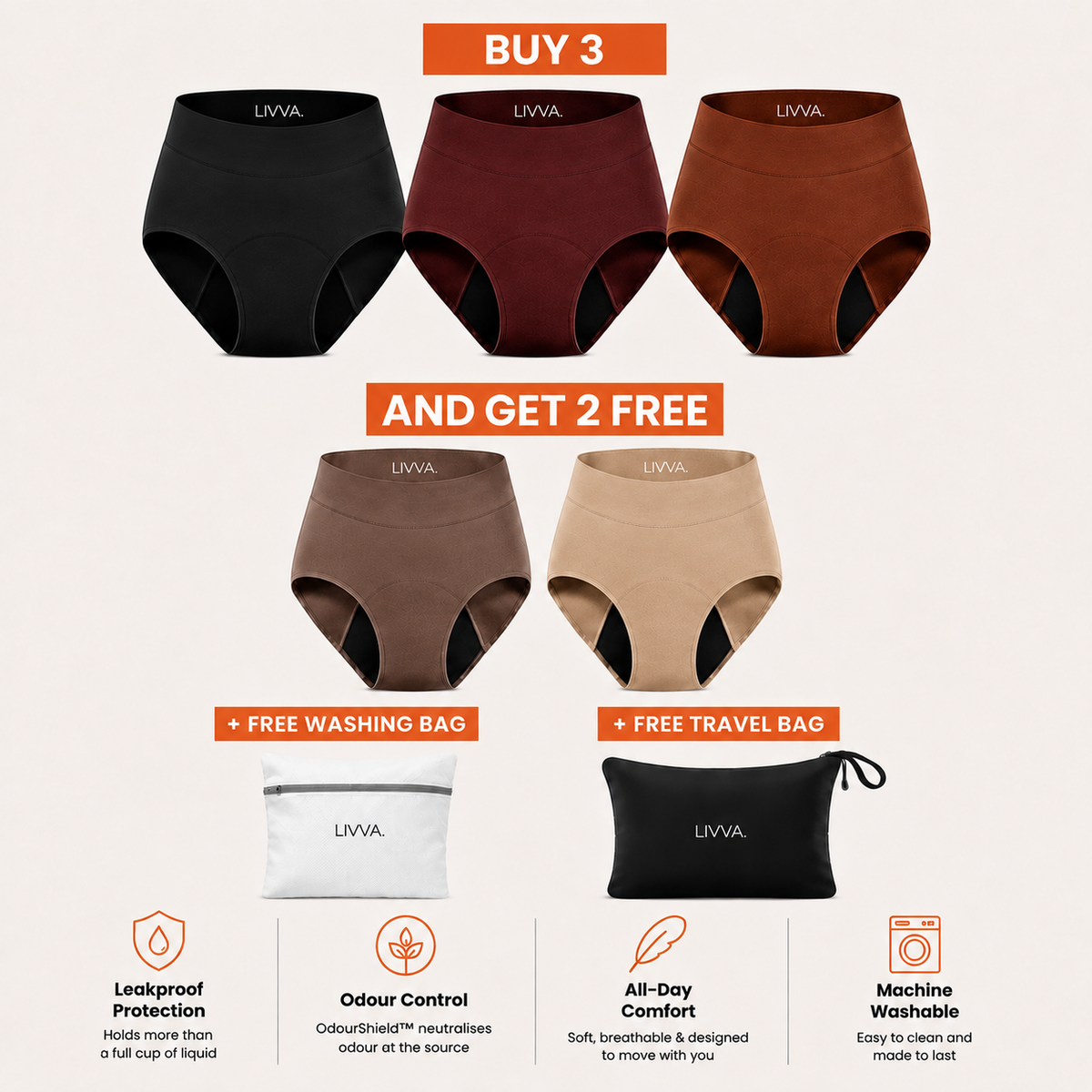 Livva OdourShield™ Leakproof Underwear (3+2 FREE)